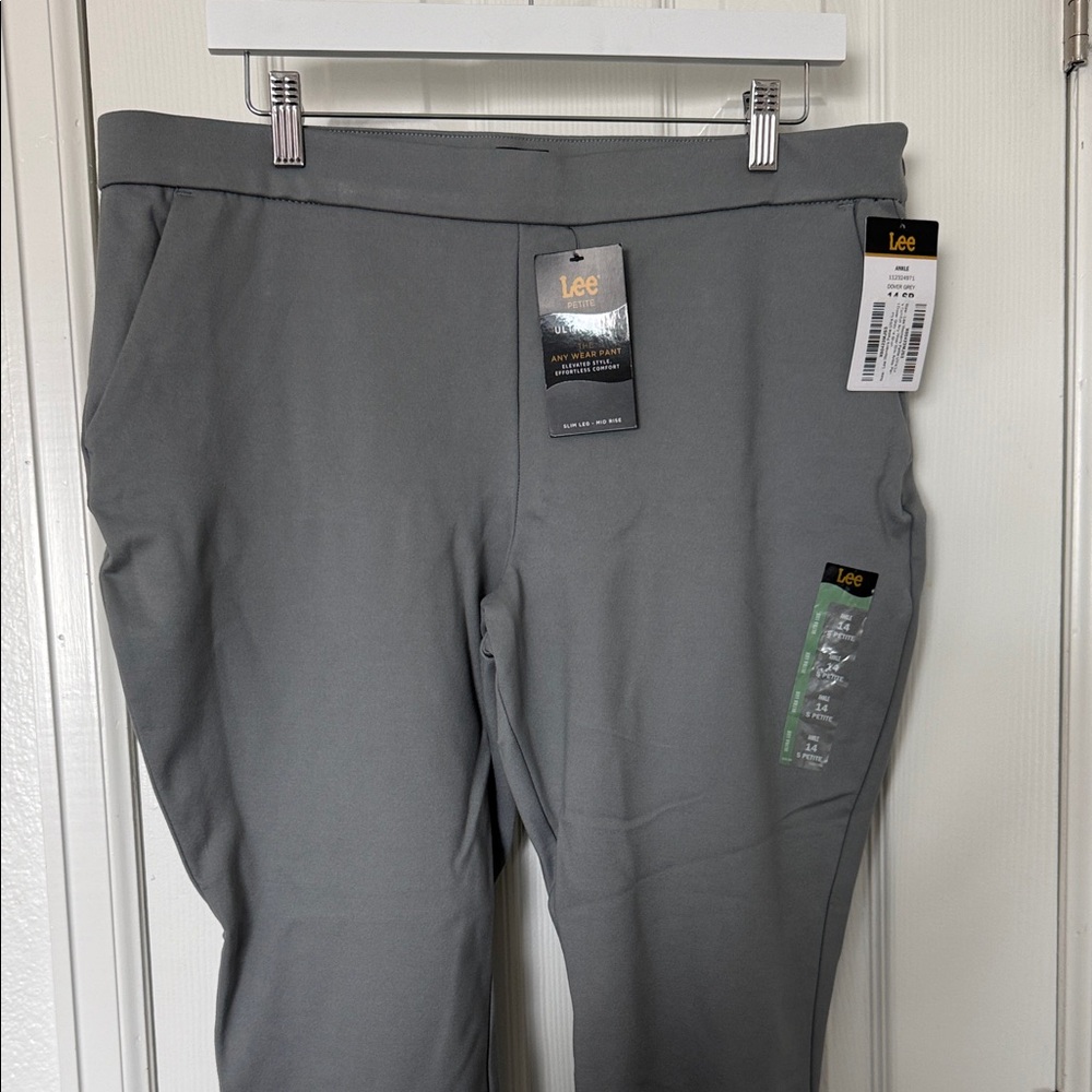 Lee Petite Ultra Lux Any Wear Slim Ankle Pants 14P Dover Grey NWT